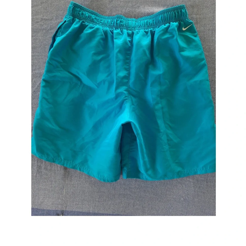 Nike Mens Swim Volley Drawstring stretch Shorts Teal Blue Logo NESSA565  Large